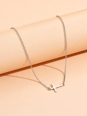 1pc Cross Charm Necklace, Stainless Steel Jewelry for Women Girls Accessories