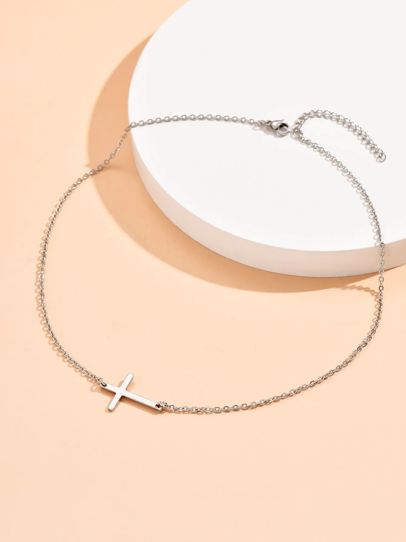 1pc Cross Charm Necklace, Stainless Steel Jewelry for Women Girls Accessories