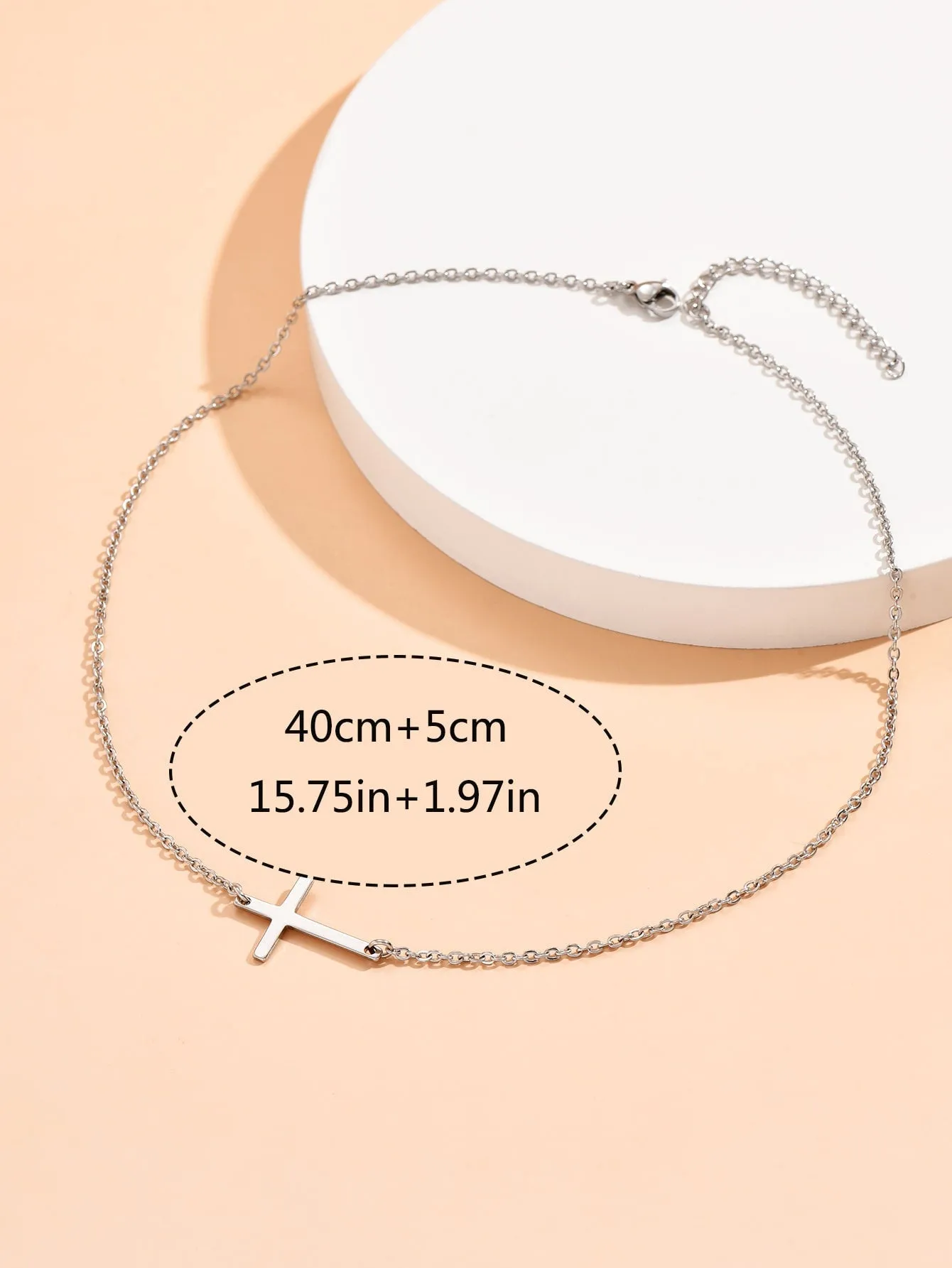 1pc Cross Charm Necklace, Stainless Steel Jewelry for Women Girls Accessories