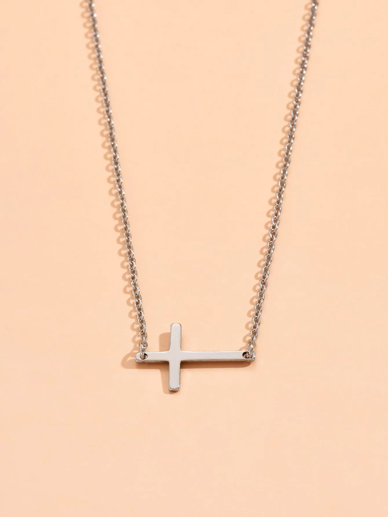 1pc Cross Charm Necklace, Stainless Steel Jewelry for Women Girls Accessories