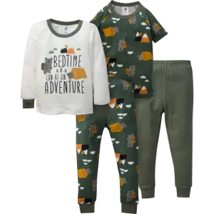 4-Piece Infant & Toddler Boys Camping Snug Fit Cotton Pajamas