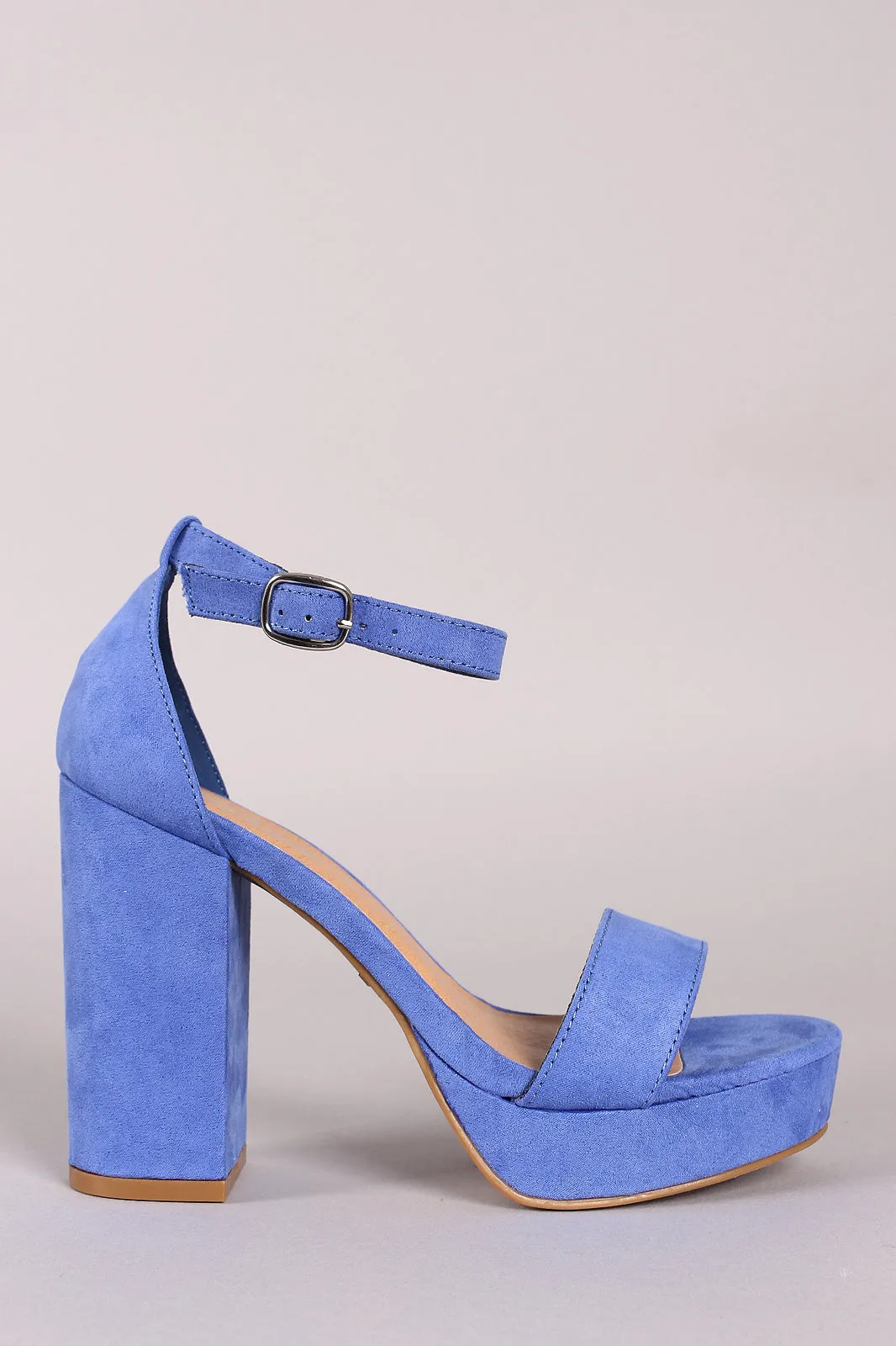 Bamboo Vegan Suede Ankle Strap Chunky Platform Heels