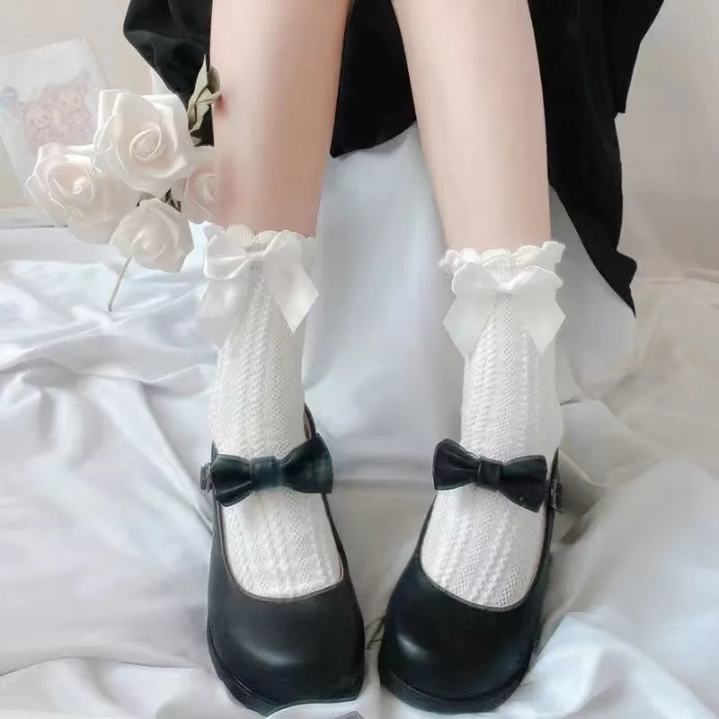 Berry Bow Ruffle Lace Socks