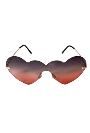 Black to Red Gradient Frameless Heart Glasses