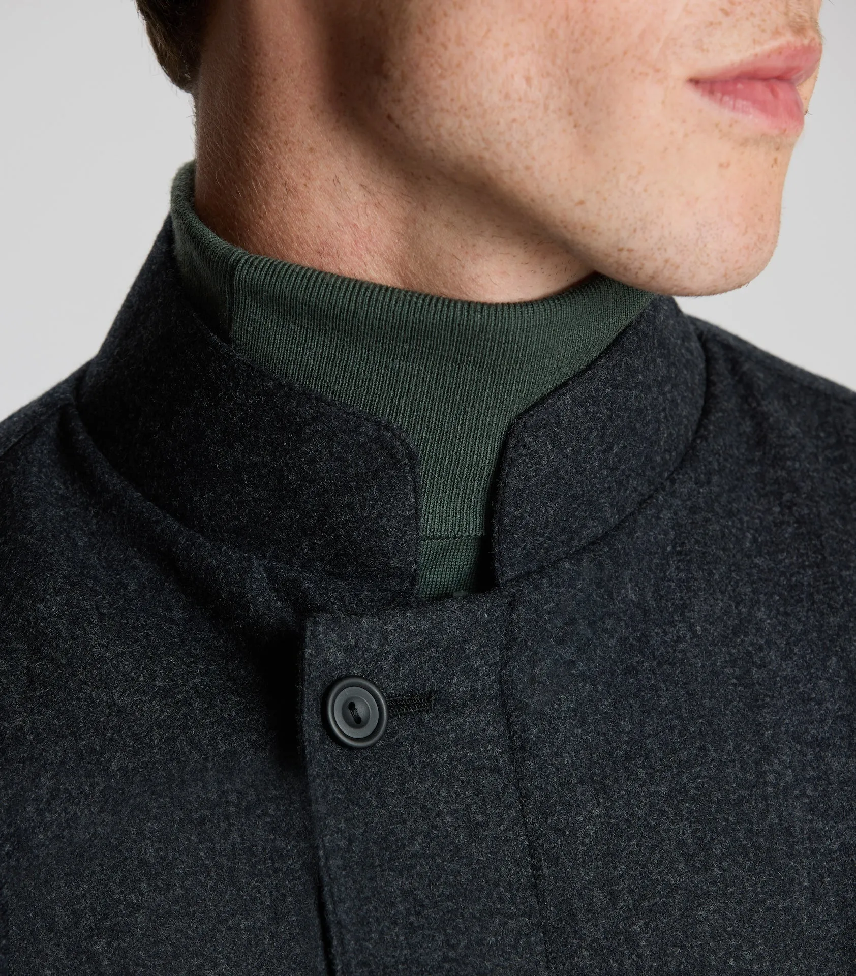 Black/Grey Nehru collar Reversible Mac