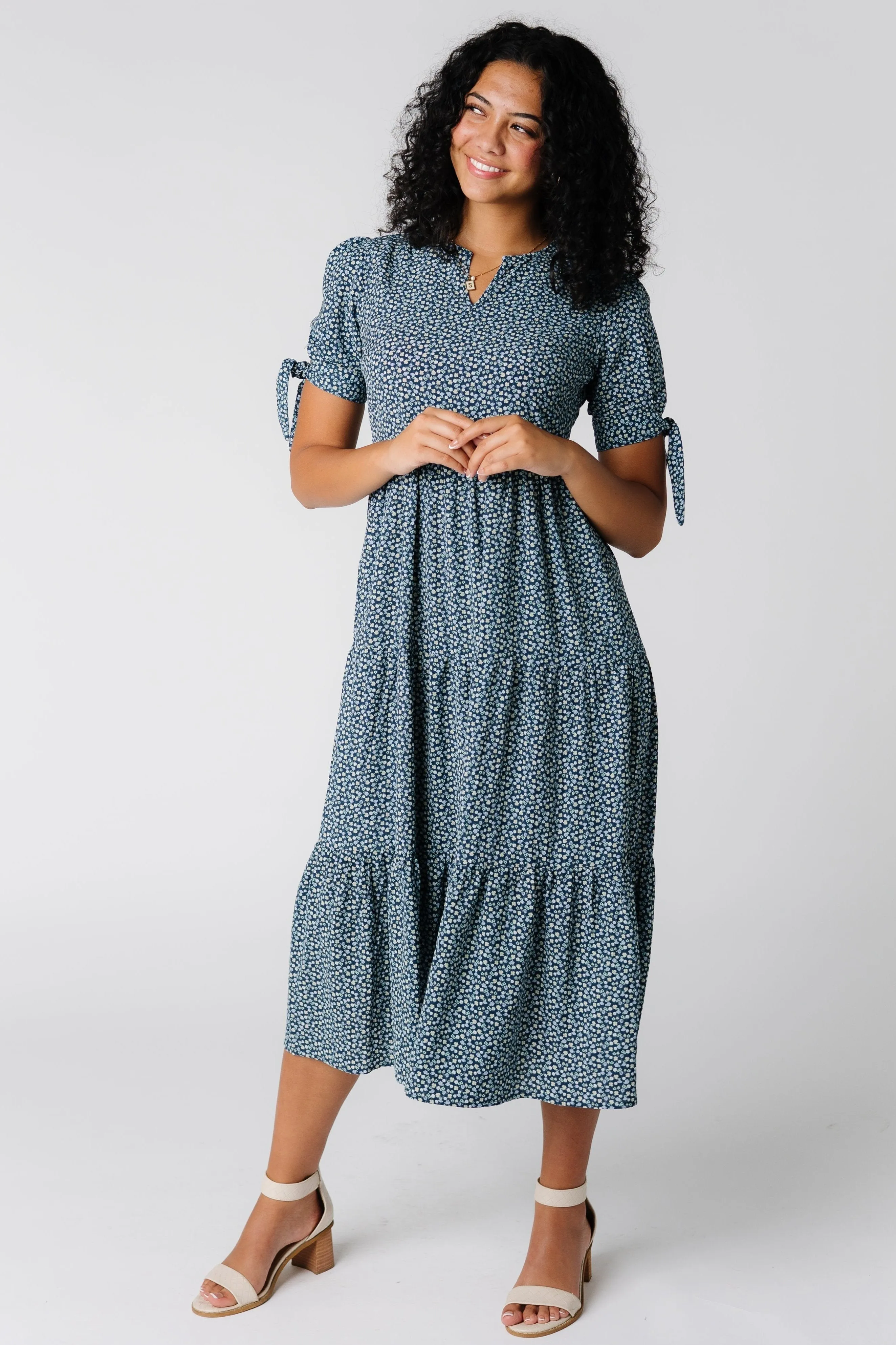 Brass & Roe Everest Tie-Sleeve Midi Dress