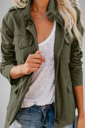 Casual Solid Patchwork Turndown Collar Outerwear