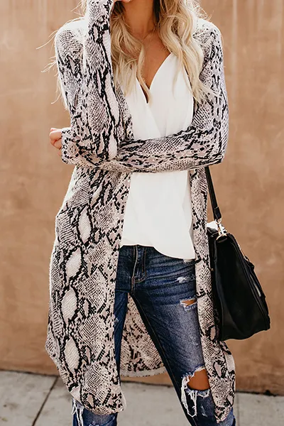 Casual Street Print Patchwork V Neck Outerwear