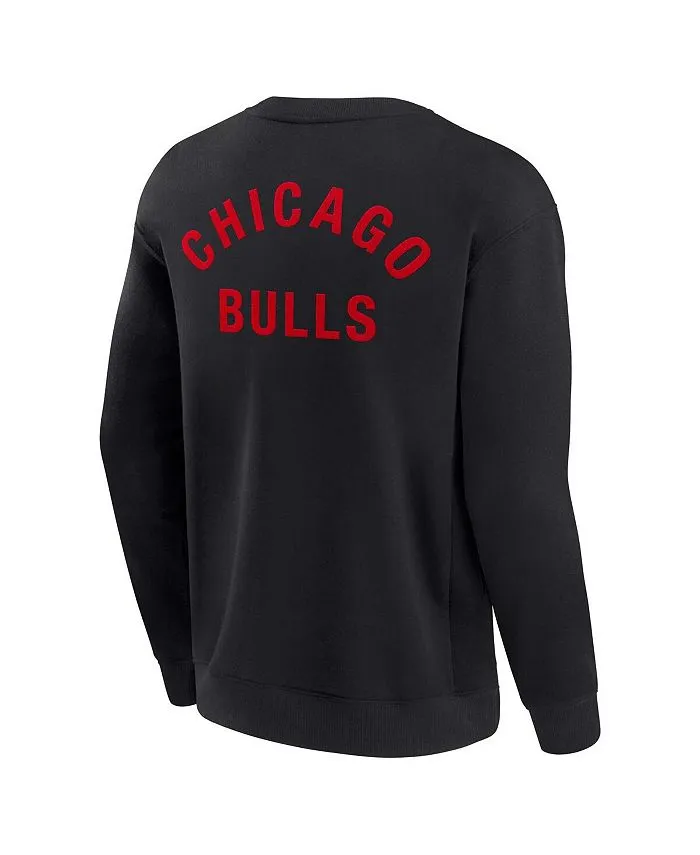 Chicago Bulls Fanatics Signature Men's and Women's Black Super Soft Fleece Crewneck Pullover ,  black