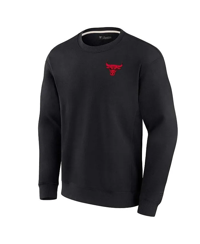 Chicago Bulls Fanatics Signature Men's and Women's Black Super Soft Fleece Crewneck Pullover ,  black