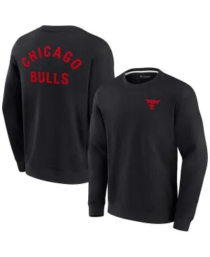 Chicago Bulls Fanatics Signature Men's and Women's Black Super Soft Fleece Crewneck Pullover ,  black