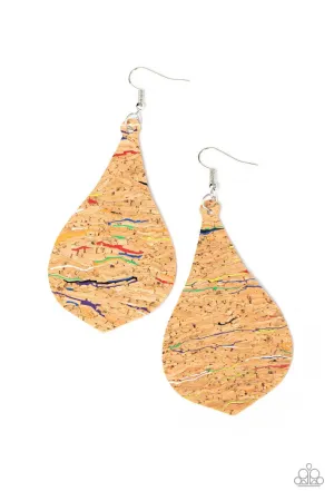 Cork Coast Multi-colored Teardrop Earrings - Paparazzi Accessories