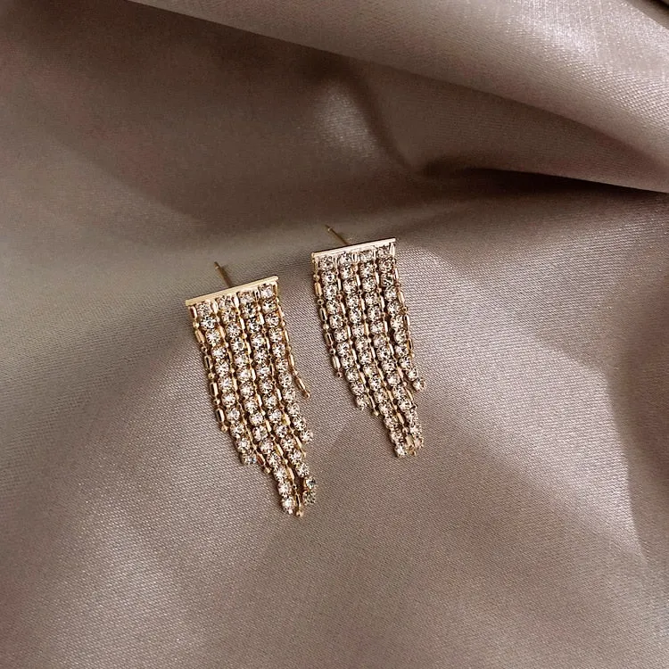 Crystal Bow Drop Earrings For Women Zircon Earrings Luxury Jewelry Accessories Weddings Party