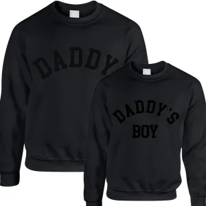 Daddy & Daddy's Boy Stealth Black College Matching Sweatshirts