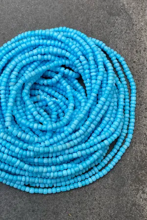 Extended Length 60 Inch Baby Blue Tie On Waist Beads