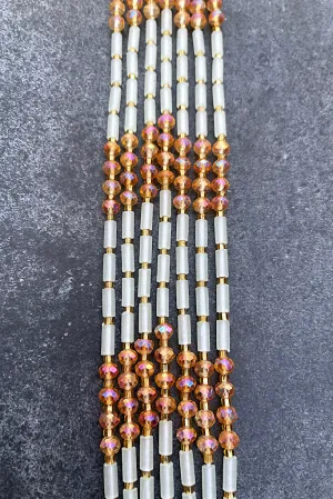 Extended Length 60 Inch Champagne Glow in the Dark Crystal  Tie On Waist Beads