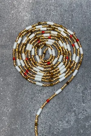 Extended Length 60 Inch Gold Crystal Glow Tie On Waist Beads