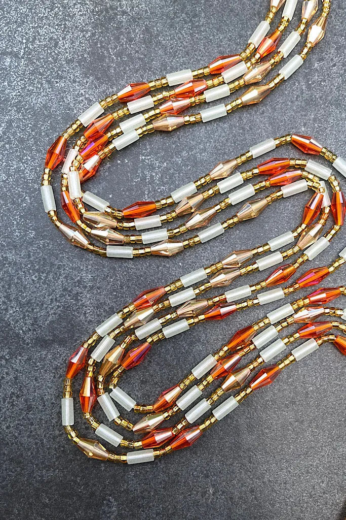 Extended Length 60 Inch Peach Glow in the Dark Waist Beads