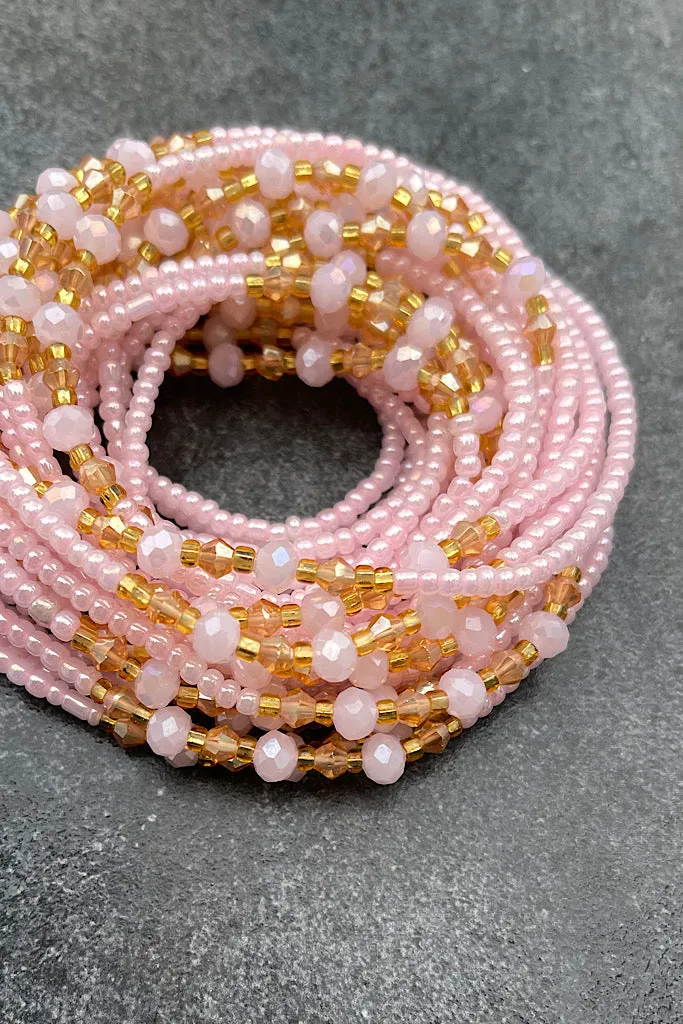 Extended Length 60 Inch Radiant Blush Tie On Waist Beads