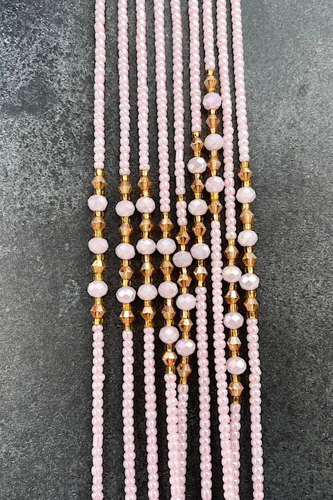 Extended Length 60 Inch Radiant Blush Tie On Waist Beads