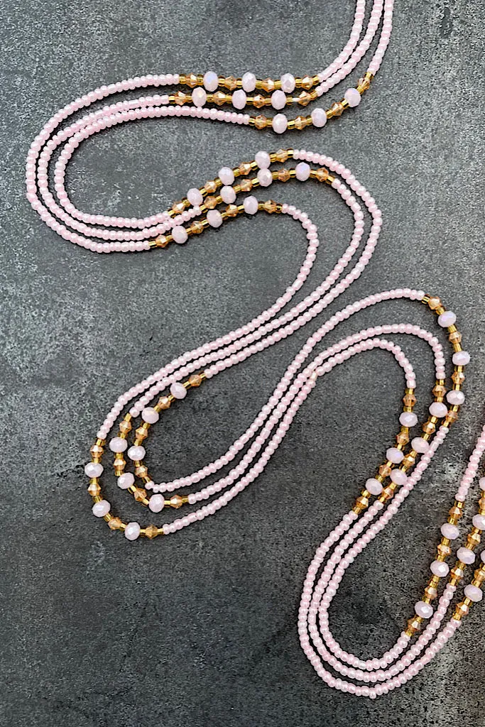 Extended Length 60 Inch Radiant Blush Tie On Waist Beads