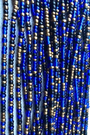 Extended Length 60 Inch Sierra Blue and Bronze Waist Beads