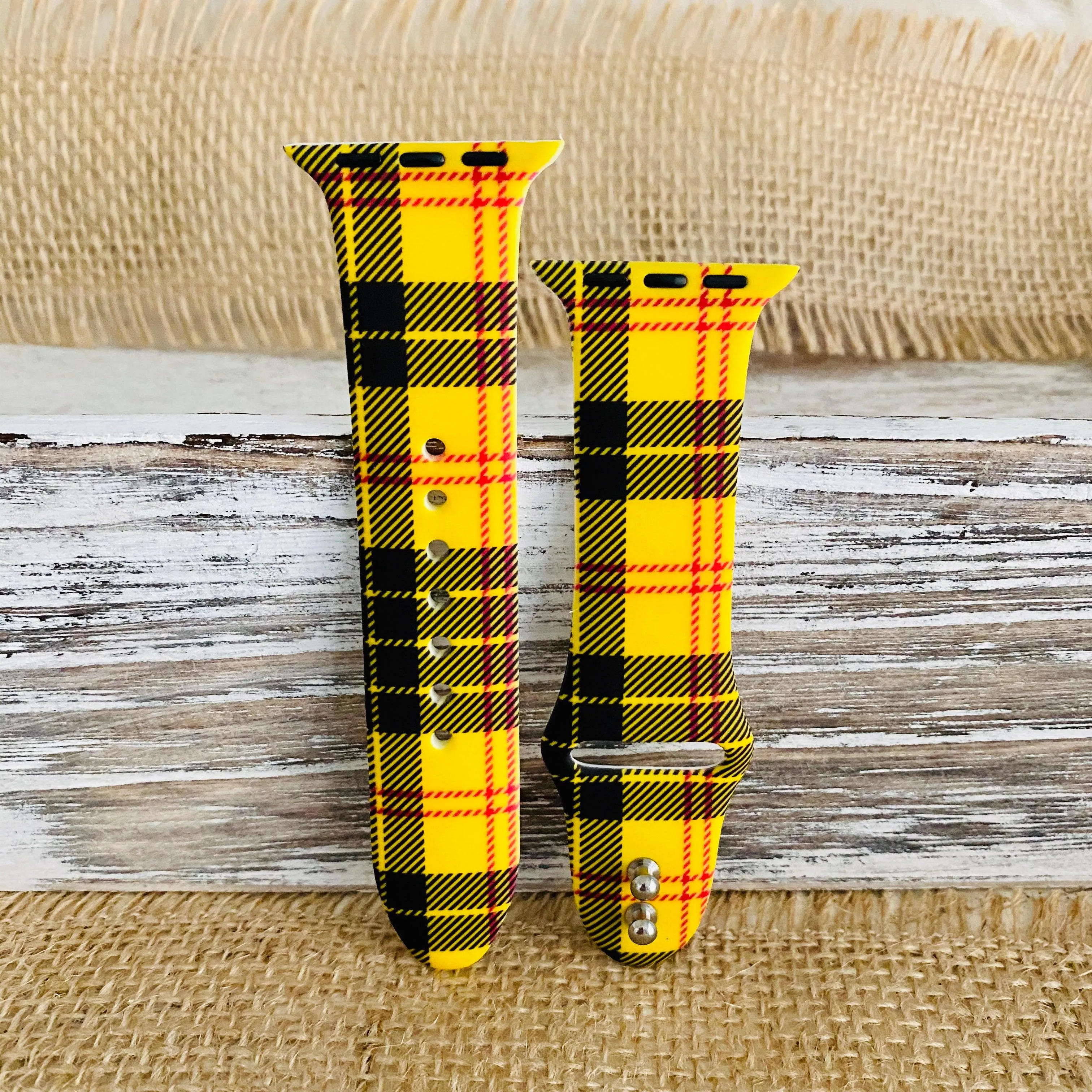 Fancy Plaid Print Silicone Band For Apple Watch Multiple Colors Available