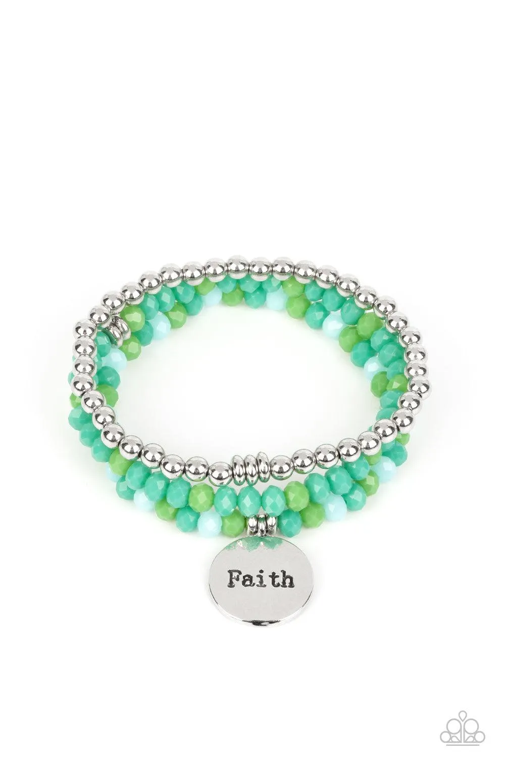 Fashionable Faith Green Inspirational Bracelet - Paparazzi Accessories