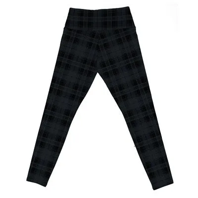 Fleece Lined Black & Charcoal Plaid Leggings