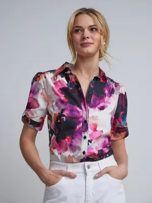 Floral Button-Front Secret Snap - NY&C Madison Shirt®