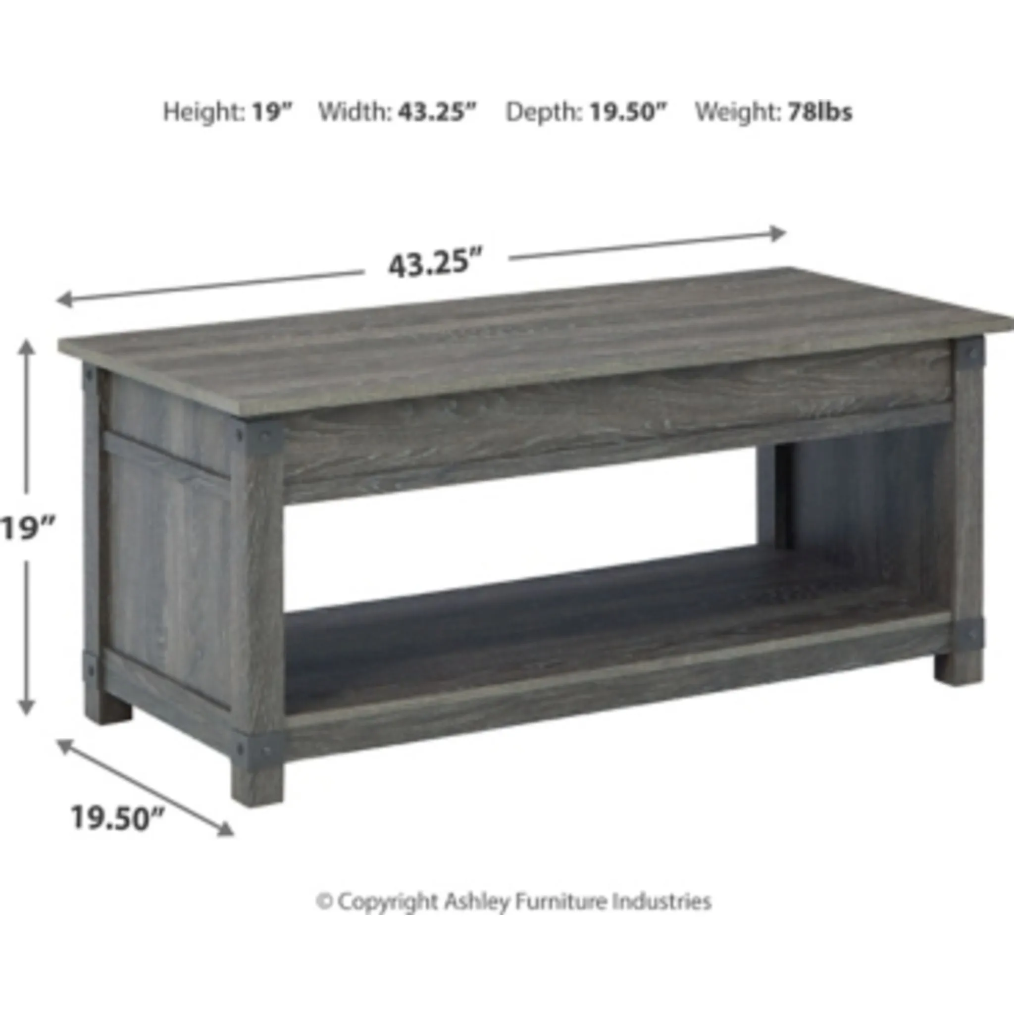 Freedan Rect Lift Top Coffee Table