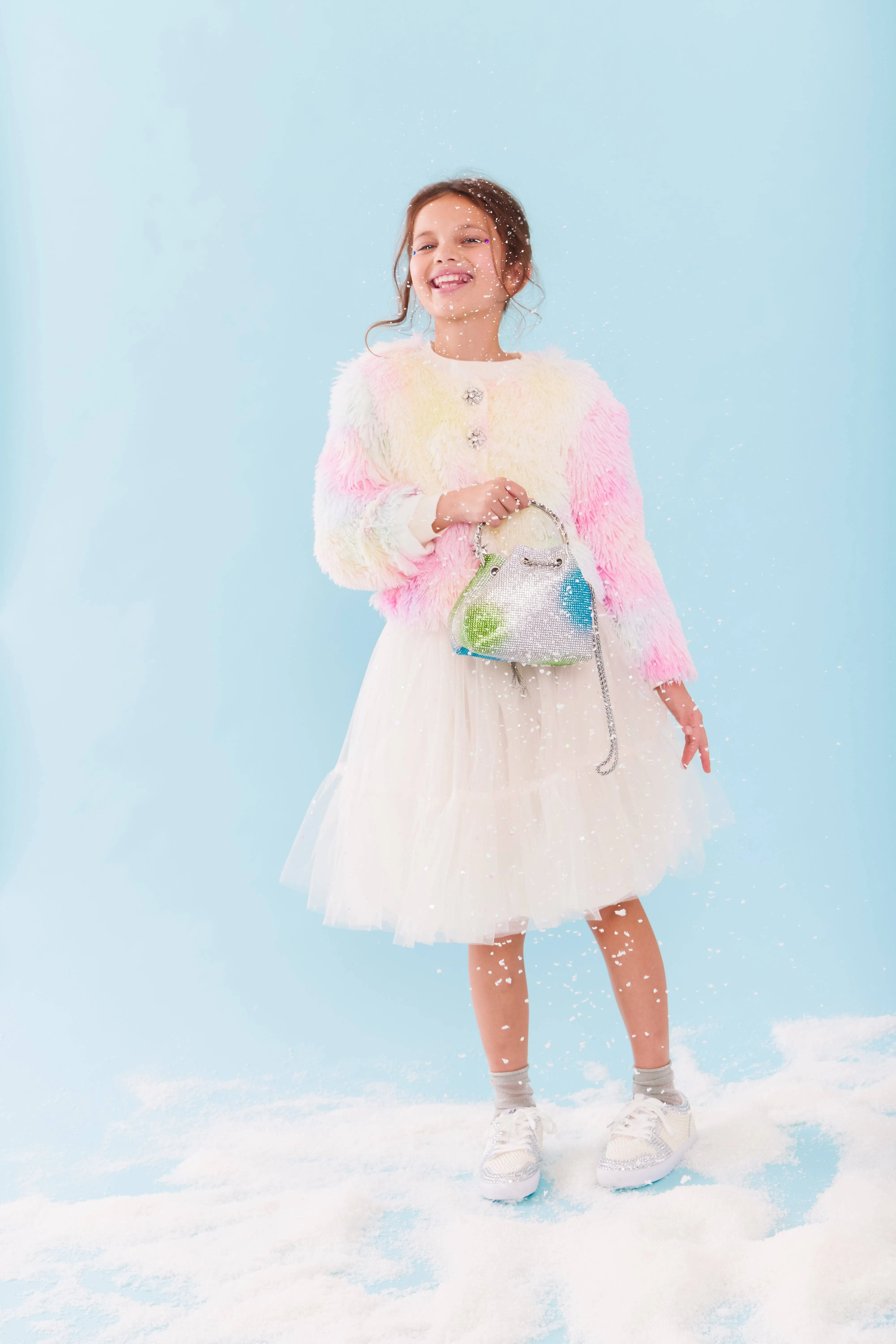 Funfetti Rainbow Faux Fur Coat