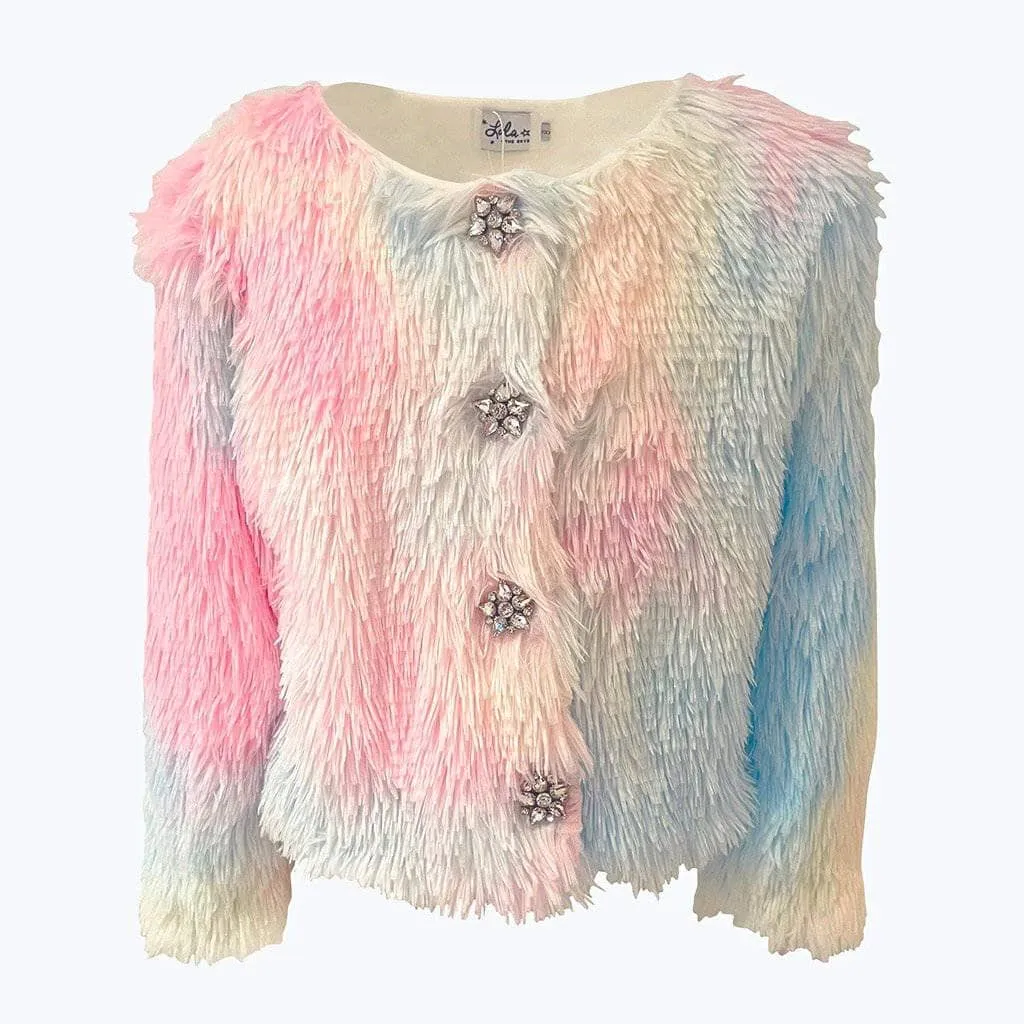 Funfetti Rainbow Faux Fur Coat