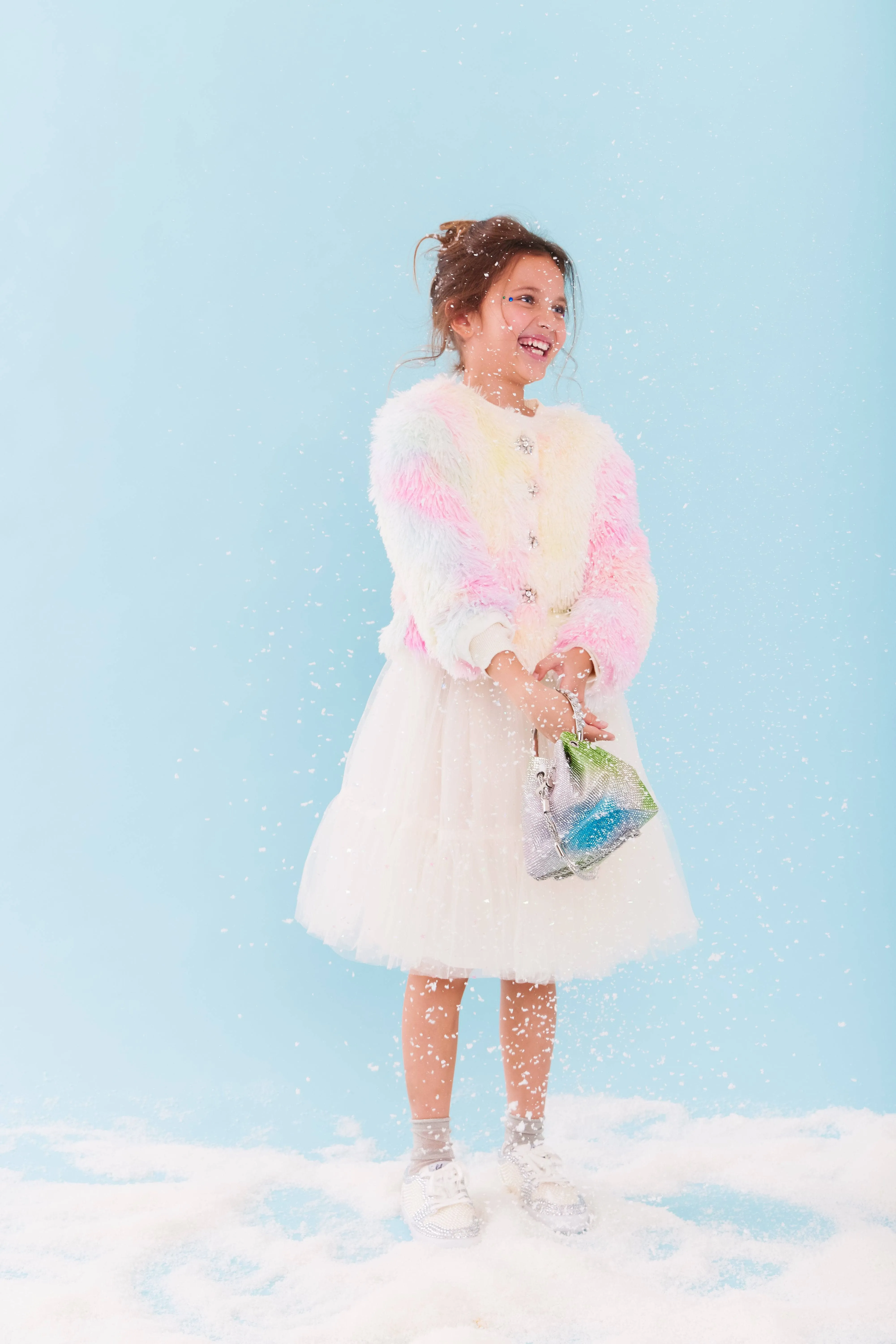 Funfetti Rainbow Faux Fur Coat