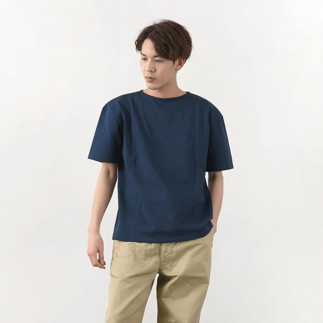 GLACON / Solid colour Boat neck Big shirt