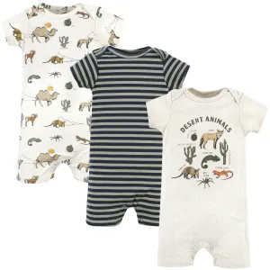 Hudson Baby Cotton Rompers, Desert Animals