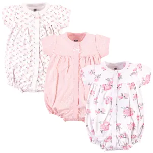 Hudson Baby Cotton Rompers, Pink Floral