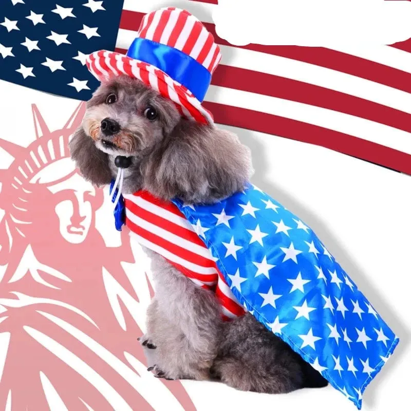 Independence Day Dog Costume - Funny Flag Pet Clothing