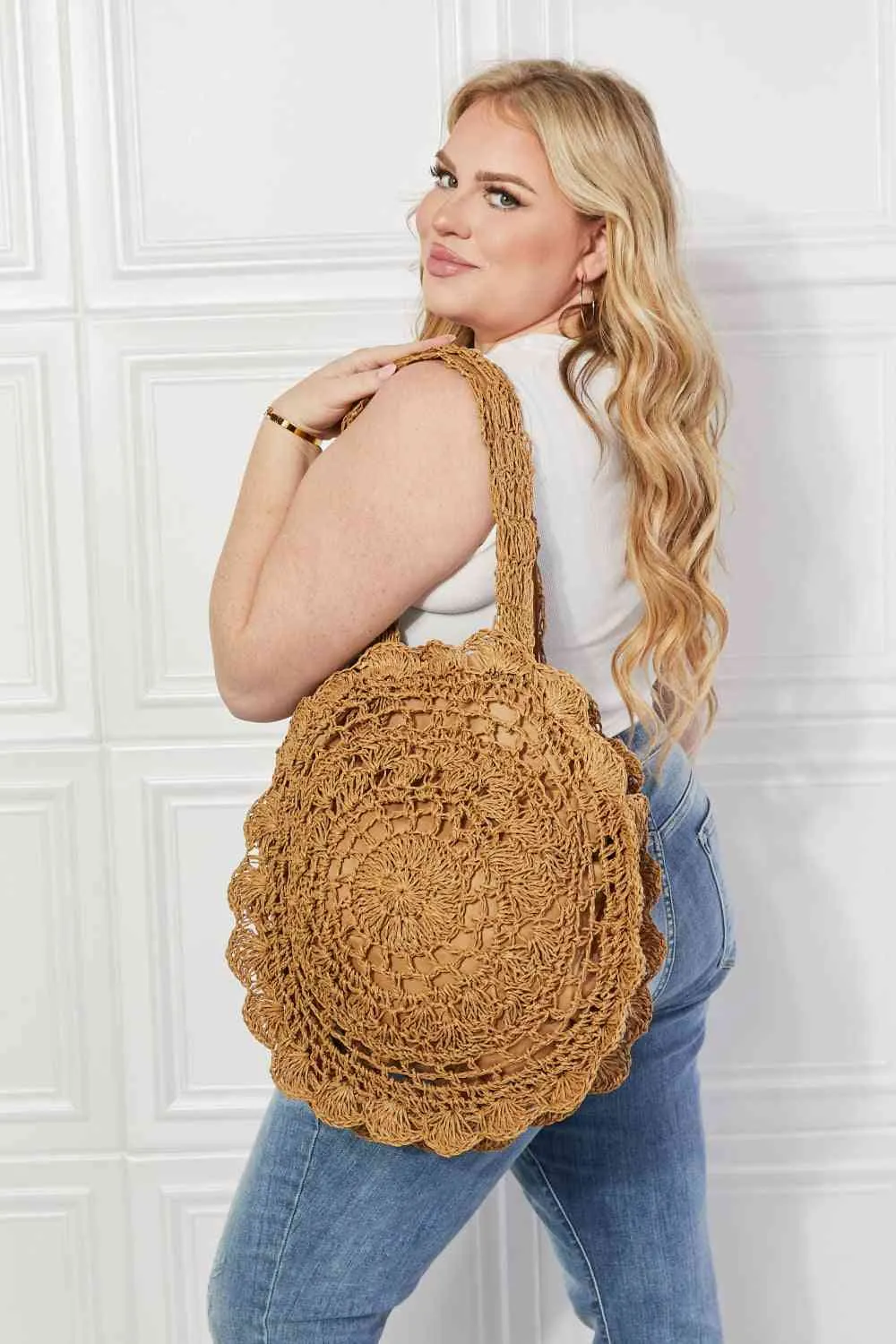 Justin Taylor Brunch Time Straw Rattan Handbag