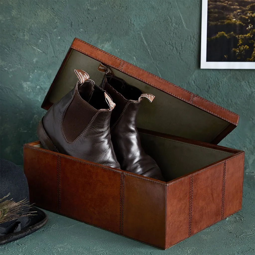 Leather Shoe Storage Box - Two Sizes