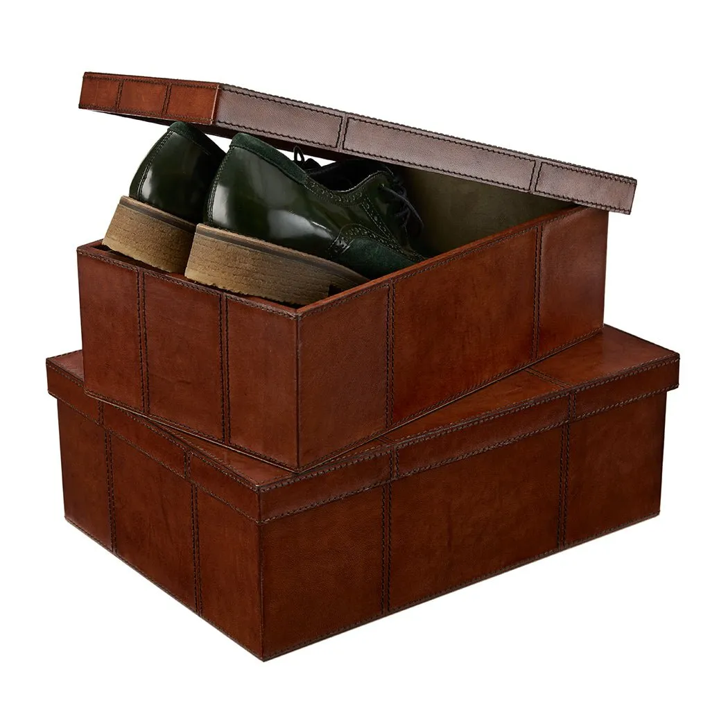 Leather Shoe Storage Box - Two Sizes