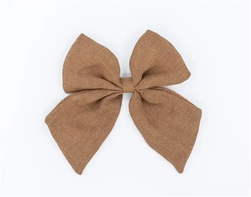 Linen Sailor Hair Bow - Golden