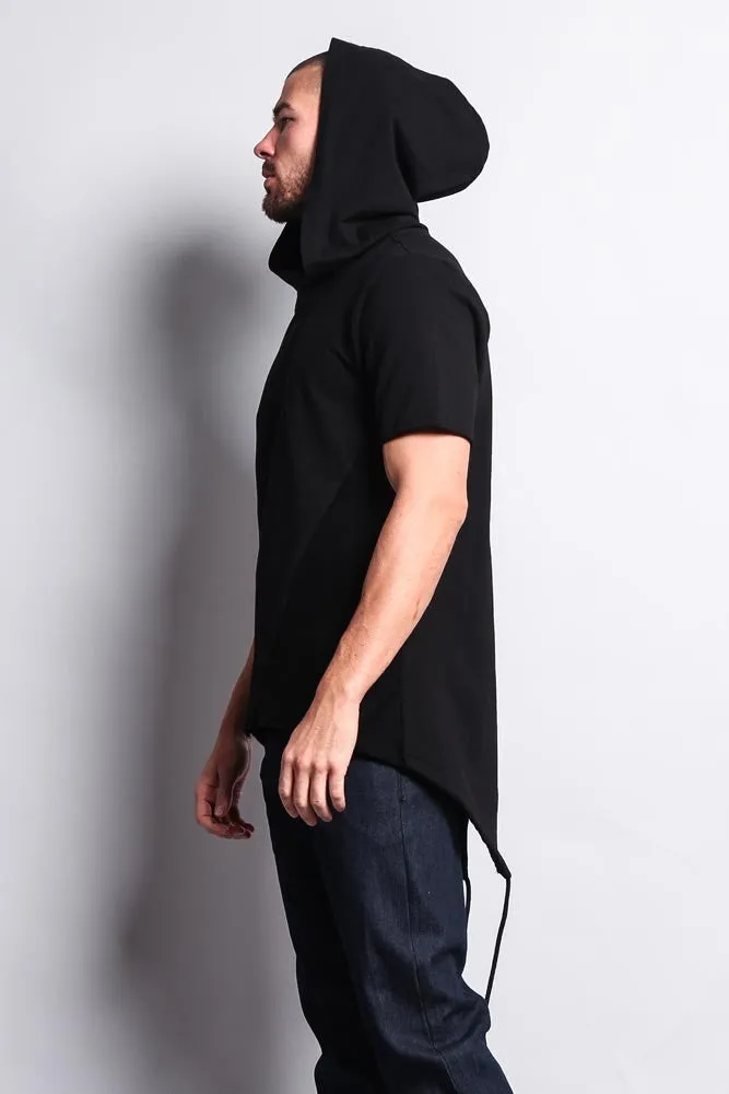 Long Length Short Sleeve Fishtail Pullover Hoodie