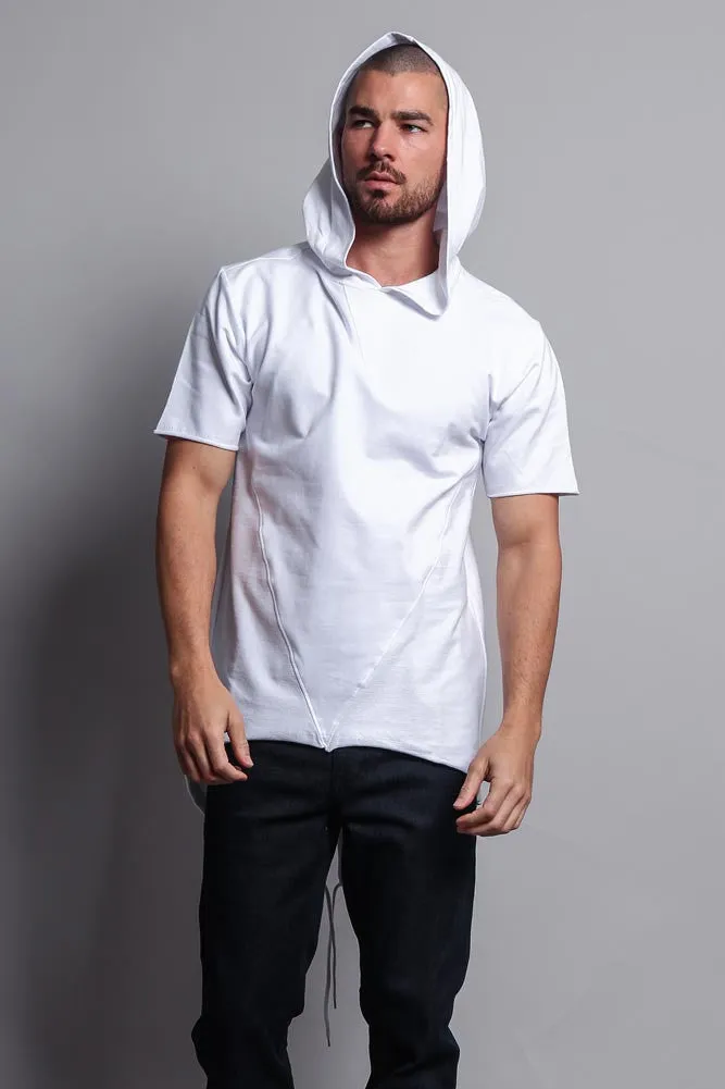 Long Length Short Sleeve Fishtail Pullover Hoodie