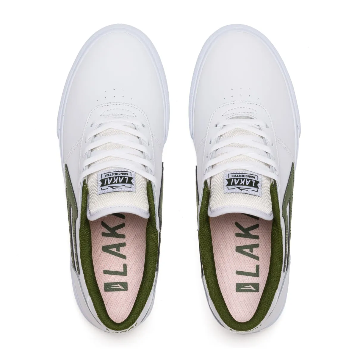 Manchester - White/Olive Leather