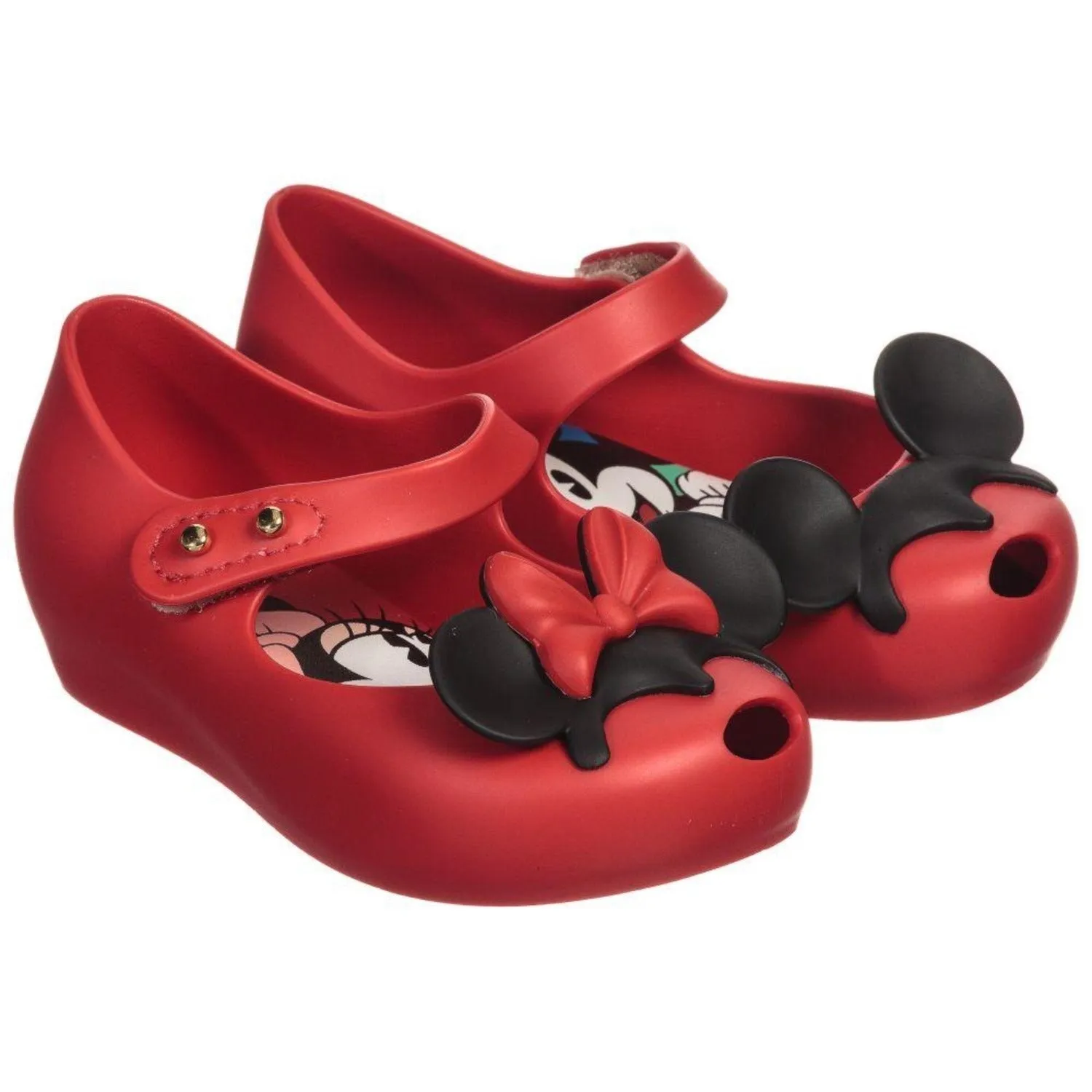 Mini Melissa Girls Red Mickey and Minnie Disney Mary Jane Shoes