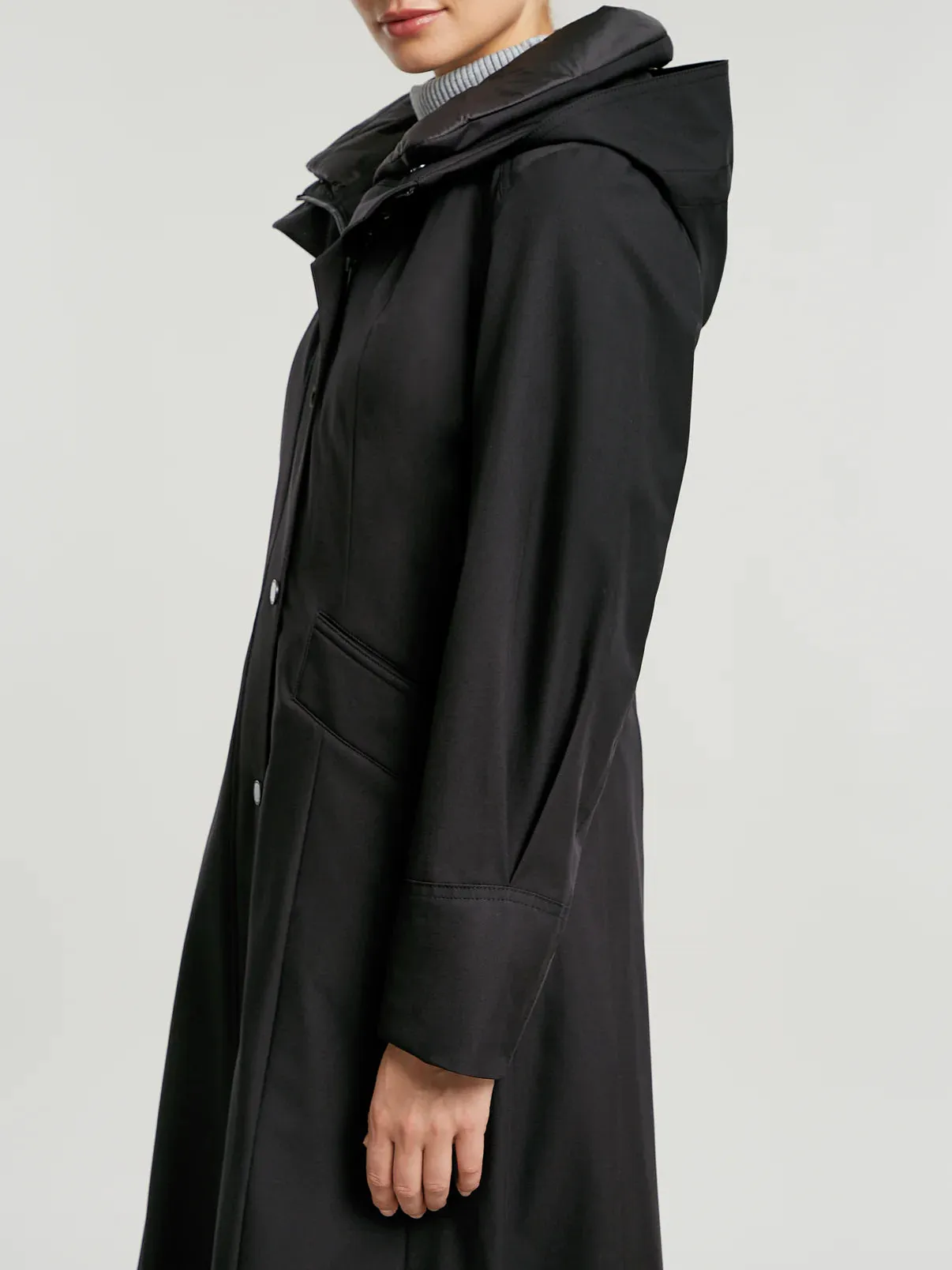 Molly Pleated Waterproof Black Raincoat