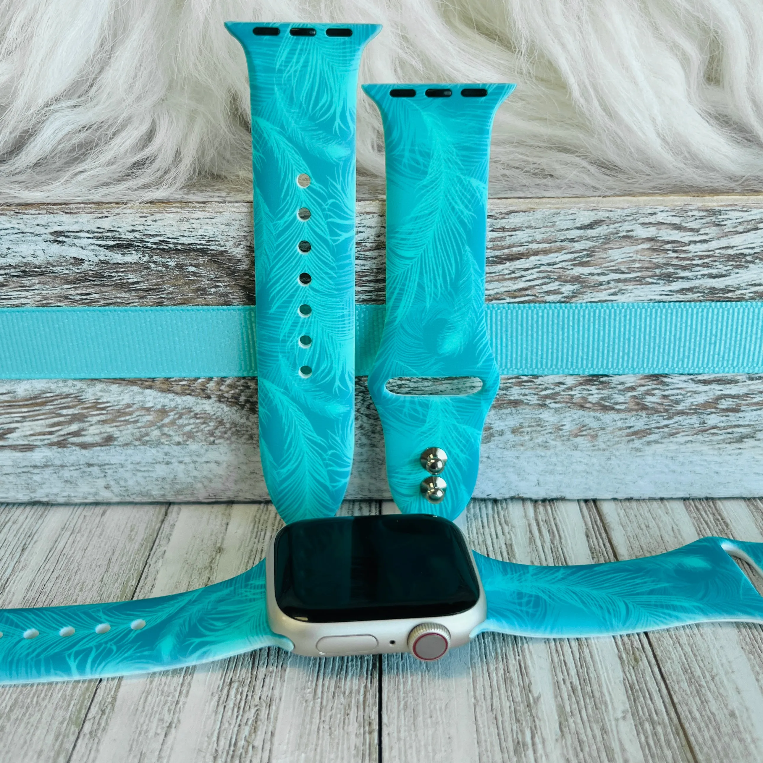 Mystical Feather Print Silicone Band For Apple Watch