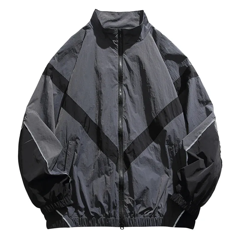 Patchwork Reflective Strip Sports Jacket for Men - Korean Streetwear