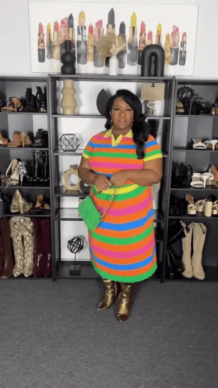 Pre Order:  Striped Polo Shirt and Skirt Set - @nickistyleshercurves